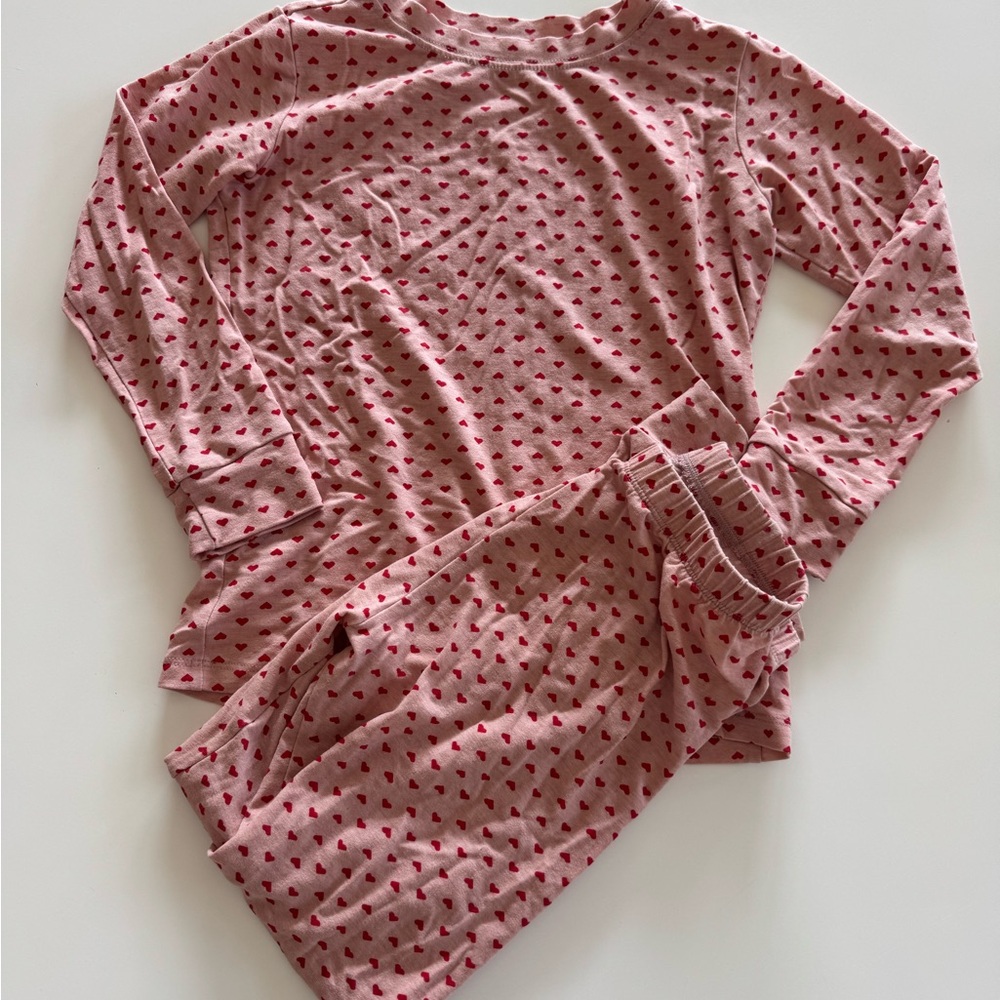 Pink Heart Print Pajama Set Shop Plain Jane size 10 girls